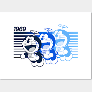 DORAEMON - 3 Step stripes Posters and Art